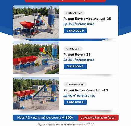 Новая серия двухвальных бетонных заводов
